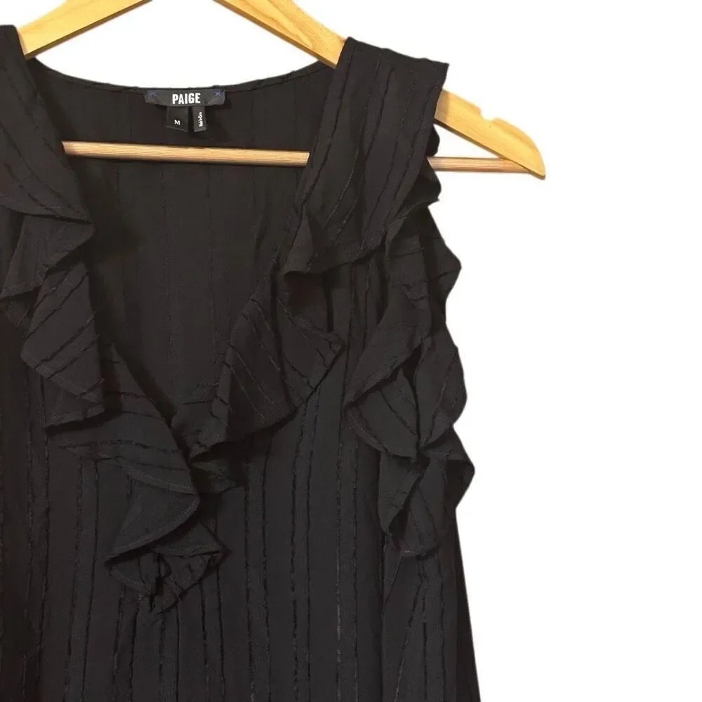 PAIGE Farfalla ruffle detail sleeveless blouse black size M